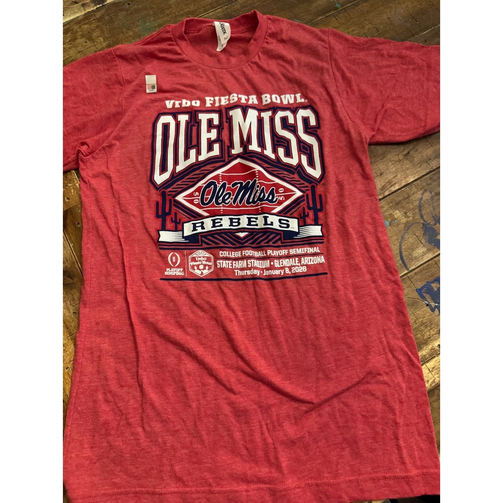Ole Miss Rebels Vrbo Fiesta Bowl CFP Semifinal T-Shirt Red Tultex Small